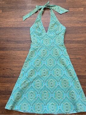 A.P.N.Y. Green Paisley Vintage Halter Dress